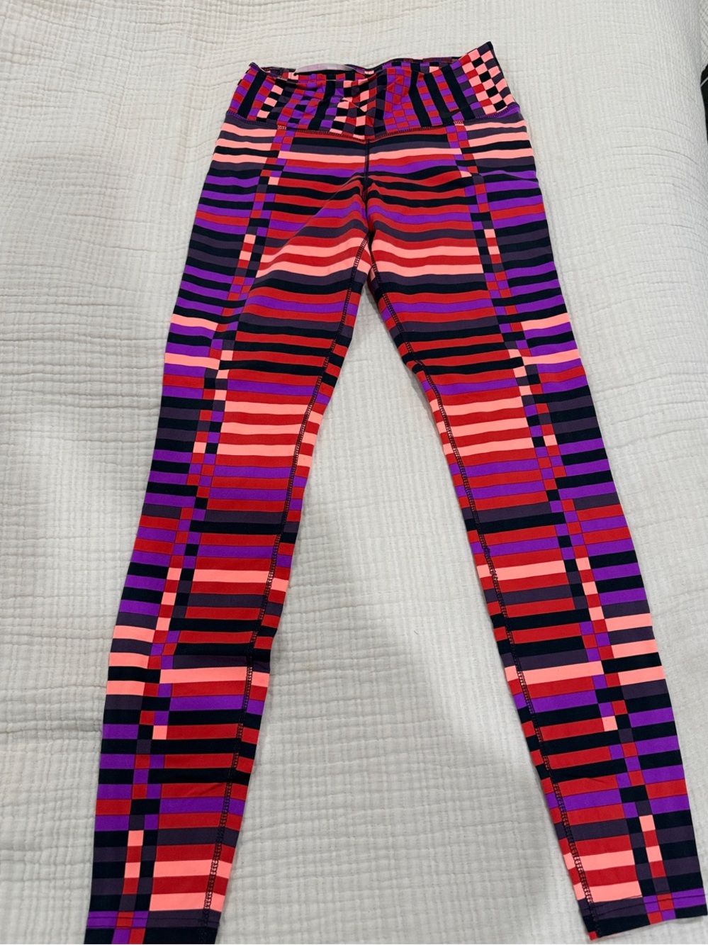 Nike Women’s Striped Multicolor Leggings - Red, Purple & Pink